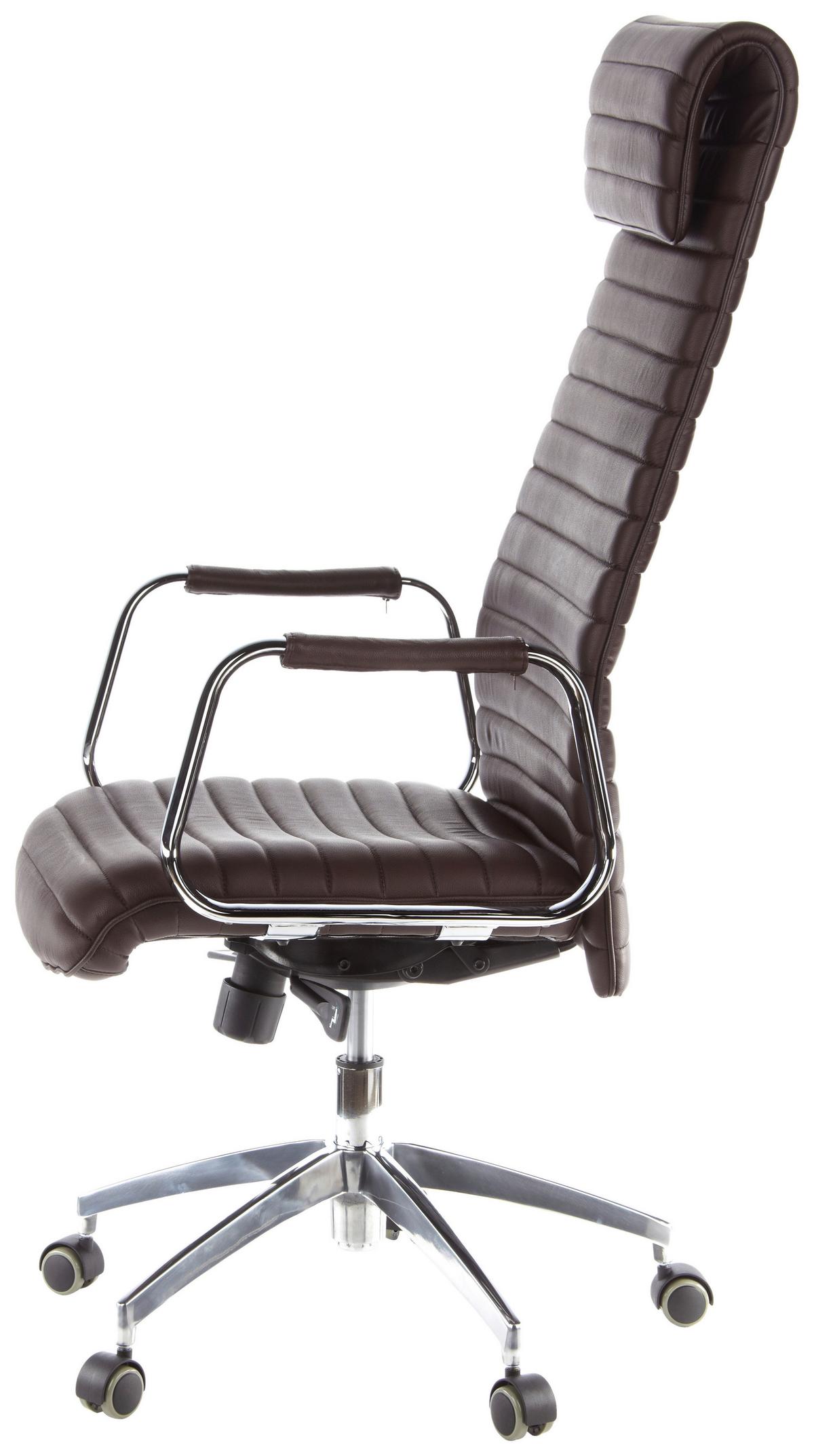 Drehstuhl Aspera 20 Dunkelbraun - Dunkelbraun/Silberfarben, MODERN, Leder/Kunststoff (59/139/50cm) - MID.YOU