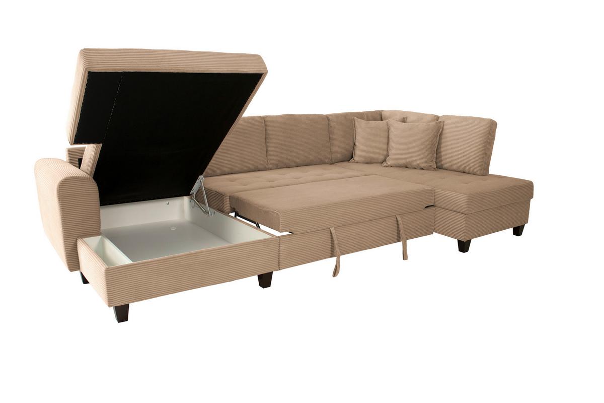 Wohnlandschaft Moritz Karamell U-Form:155x324x178 Cm - Karamell, Trend, Textil (155/324/178cm)