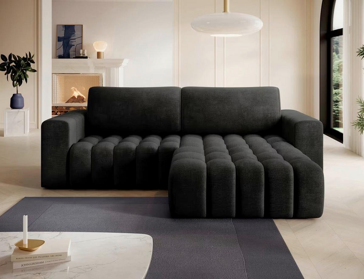 Ecksofa Bonett Anthrazit S: 250x175 Cm - Anthrazit/Schwarz, Design, Textil (250/175cm) - P & B