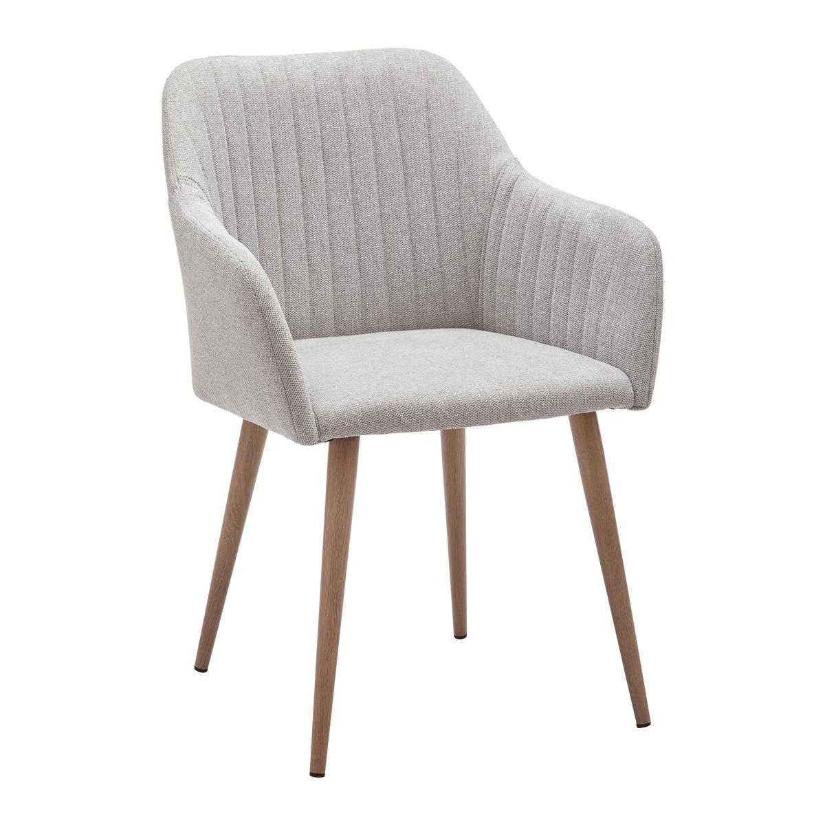 Stolička s podrúčkami NICOLA - sivá - prírodná farba/svetlosivá, Modern, kov/drevo (58/82,5/62cm) - PBJ