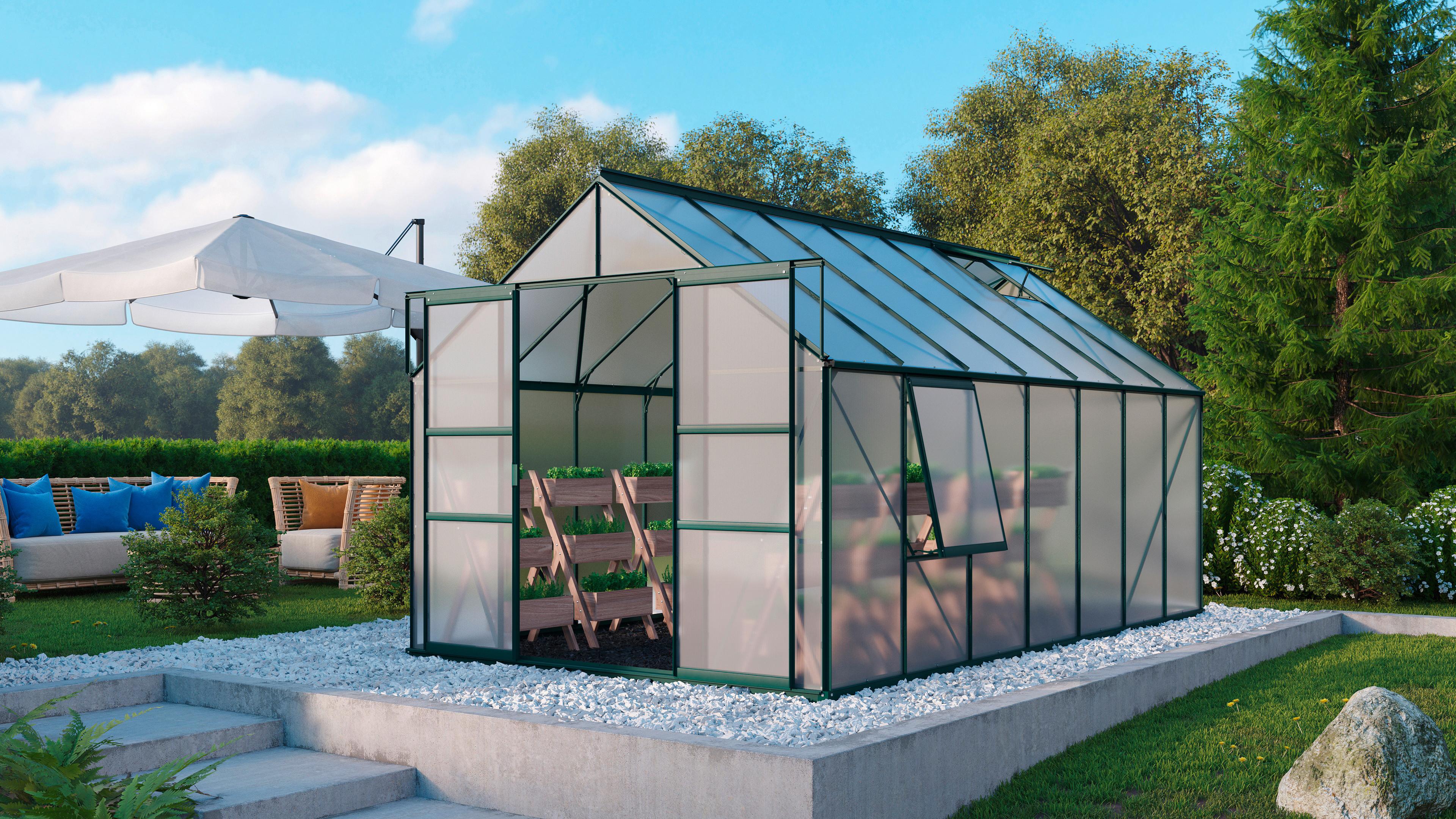 Gewächshausbausatz Meridian 2 11500 11,5 m2 Metall - Grün, Basics, Metall (257/231,8/445cm)