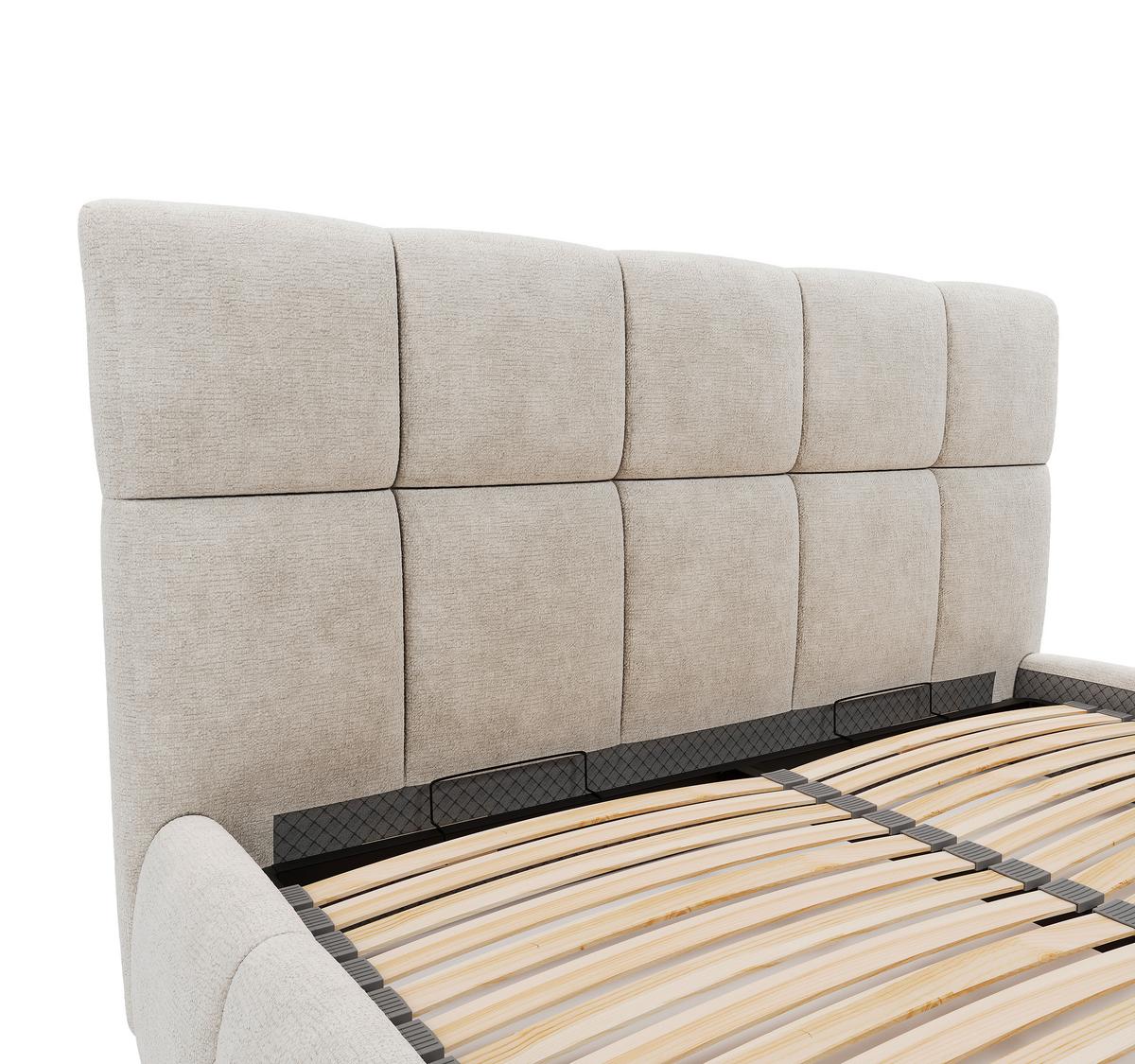 Polsterbett Cherry Chenille Beige, Lf: 180x200 cm - Beige/Schwarz, MODERN, Holz/Holzwerkstoff (180/200cm) - MID.YOU