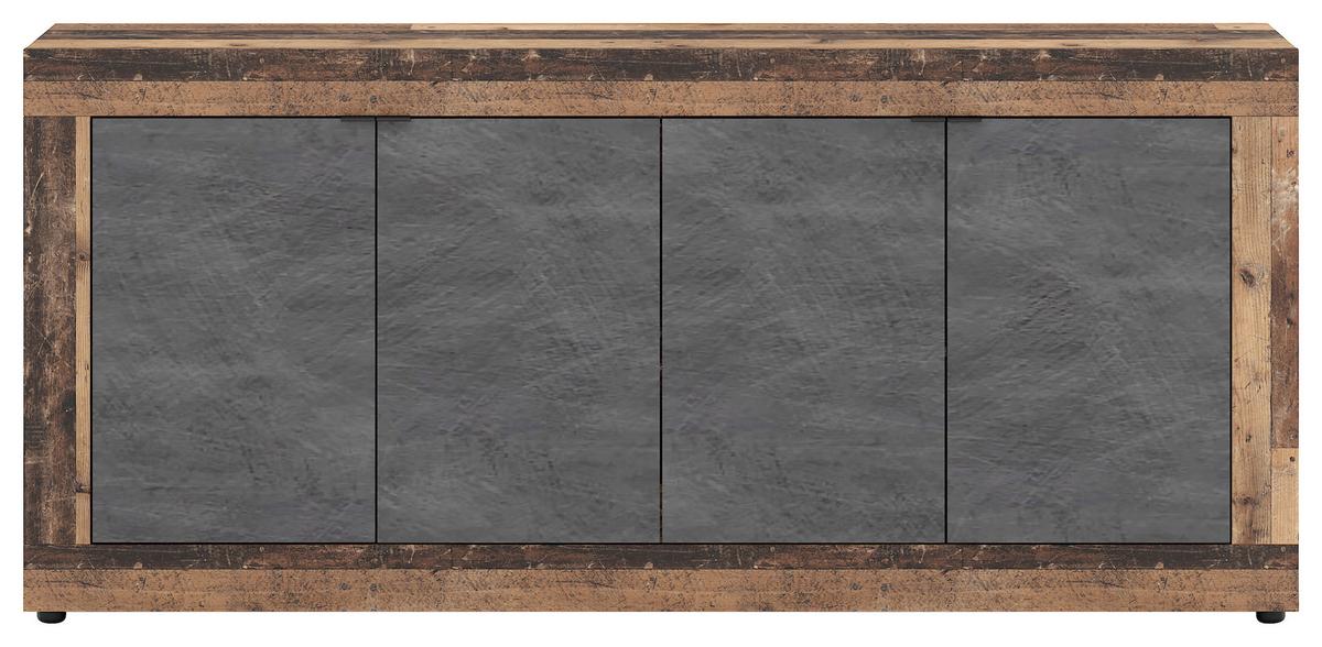 Sideboard 180cm Lunea Graphitfarben - Alteiche/Schwarz, Design, Holzwerkstoff (180/86/42cm) - MID.YOU
