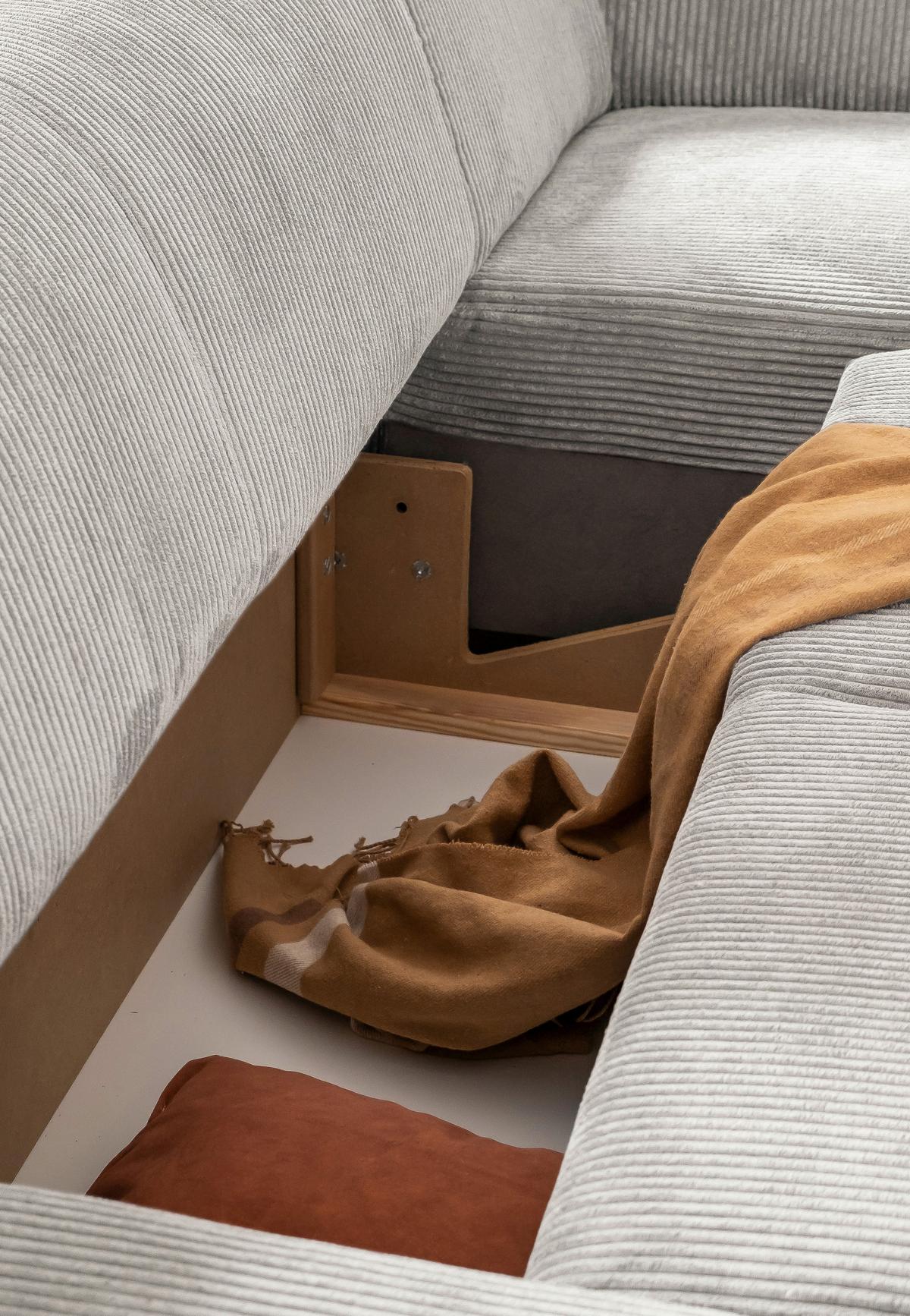 Ecksofa Cuddly Mia Beige S: 260x165 cm - Beige/Schwarz, Textil (260/165cm) - MID.YOU