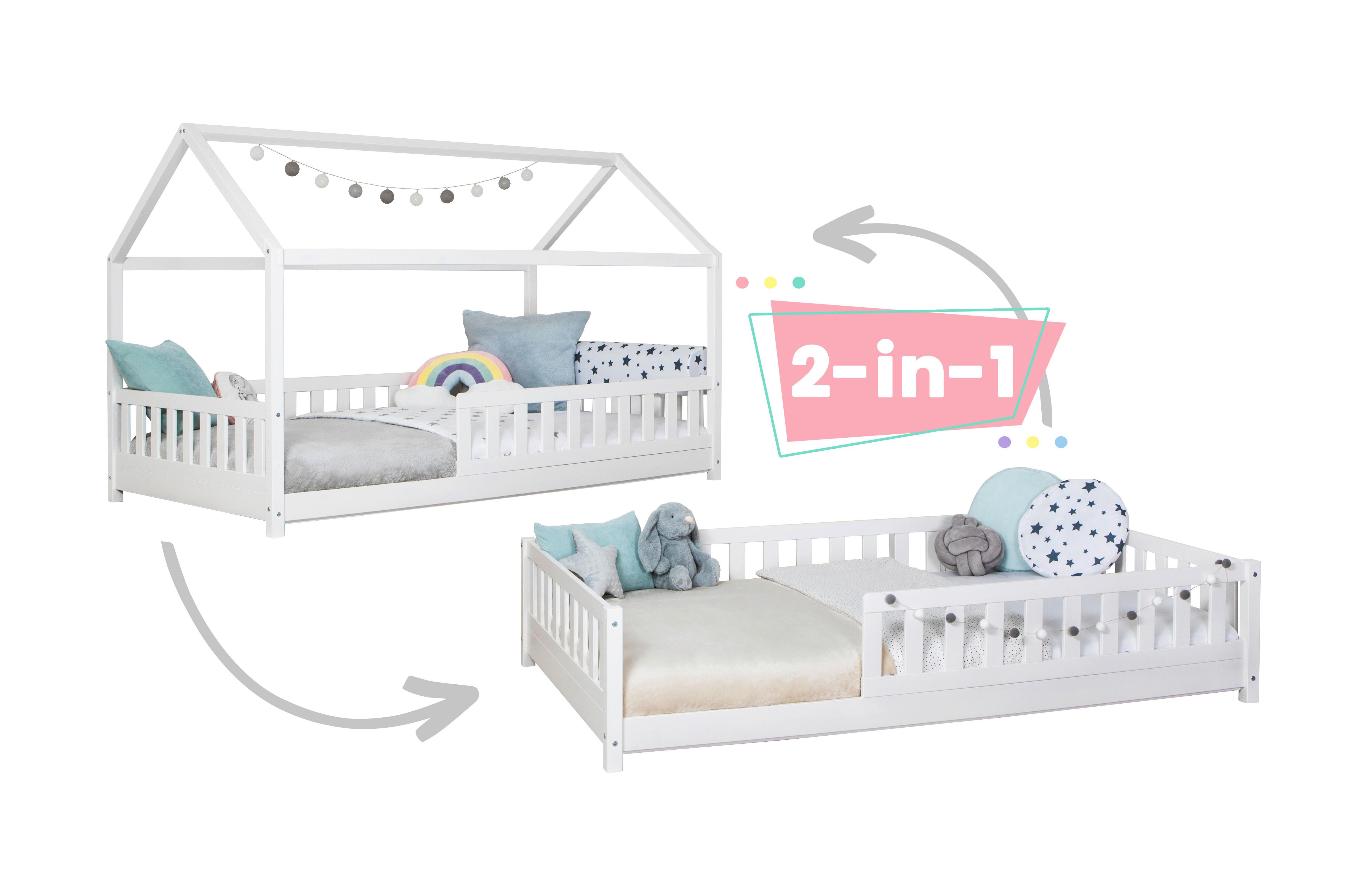 Kinderbett Duo 120x200 Cm Weiß Mit Absturzsicherung