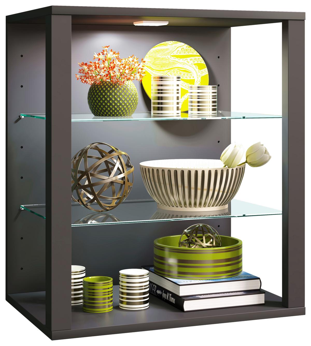 Hängevitrine Glasol Anthrazit B: 52 cm - Anthrazit, Design, Glas/Holzwerkstoff (52/60/35cm) - MID.YOU
