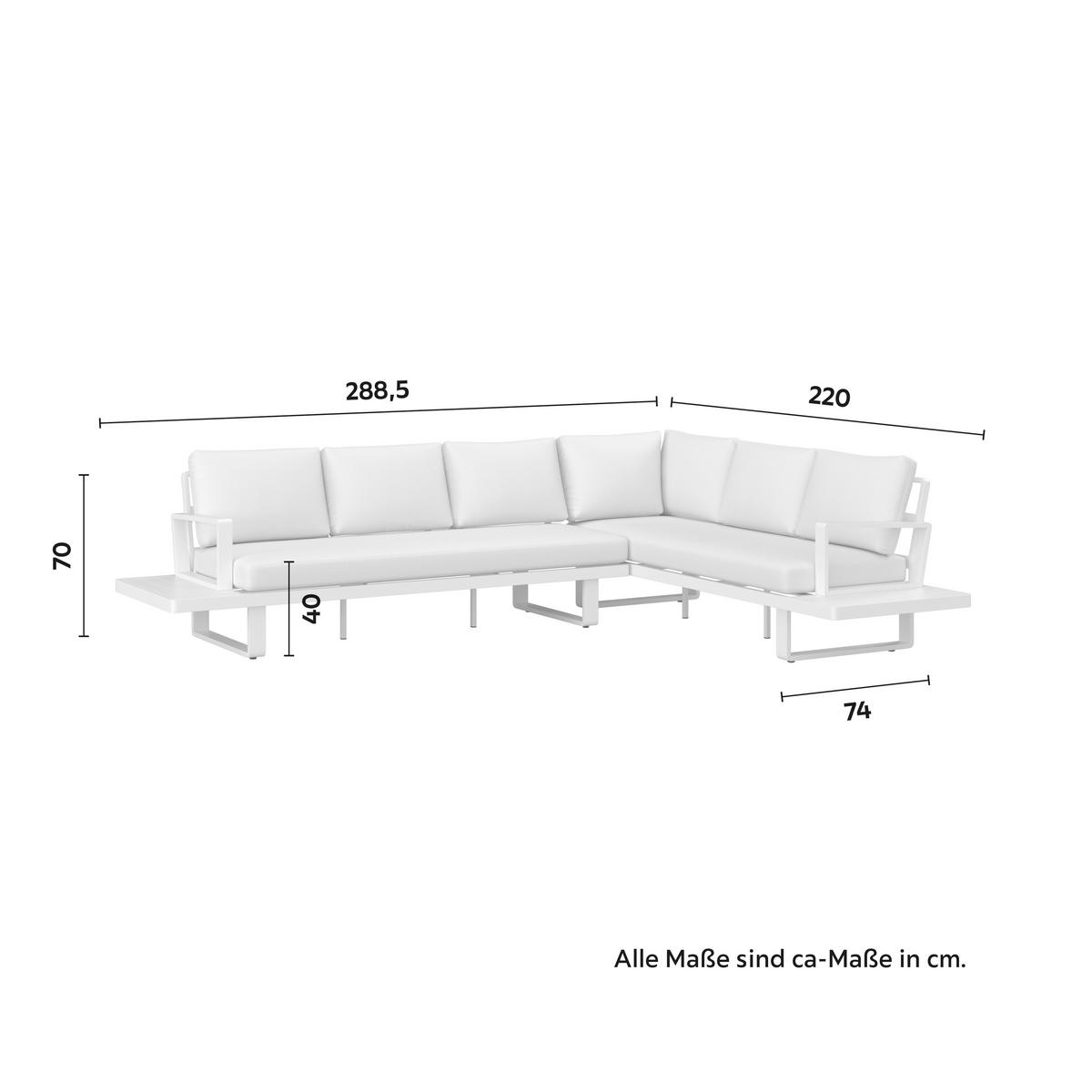 TERASOVÁ SEDACIA SÚPRAVA TILLY - biela/krémová, Modern, kov/textil (288,5/70/74cm) - Bessagi Garden