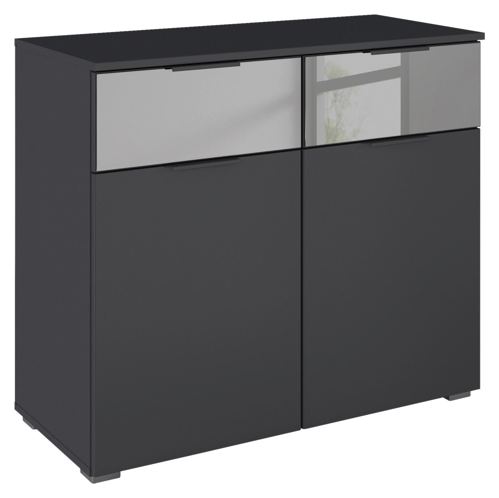 Kommode Skyla grau, 81 cm - Ahornfarben/Grau, MODERN, Glas/Holzwerkstoff (80/81/42cm) - Rauch Möbel