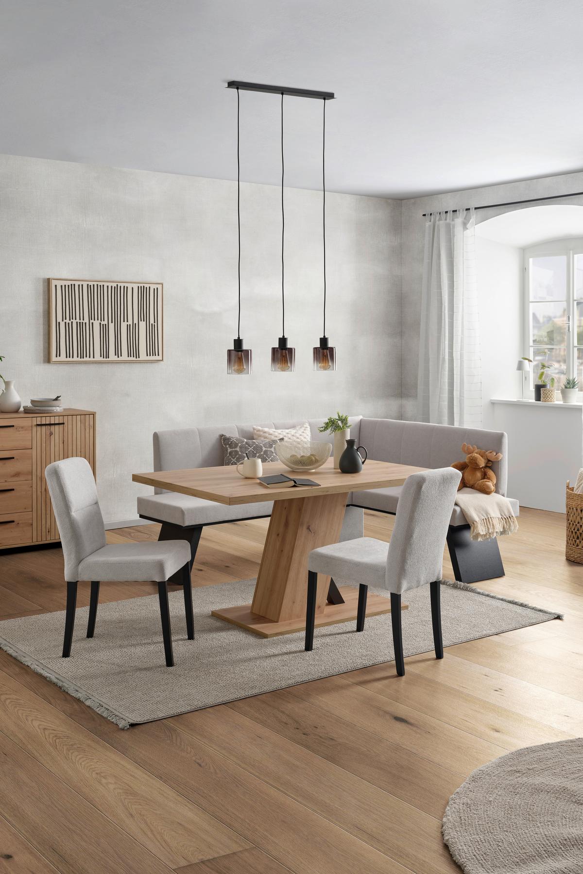 Eckbank Grau Emma Ii 185x150 Cm - Schwarz/Grau, KONVENTIONELL, Holzwerkstoff/Textil (185/150cm)