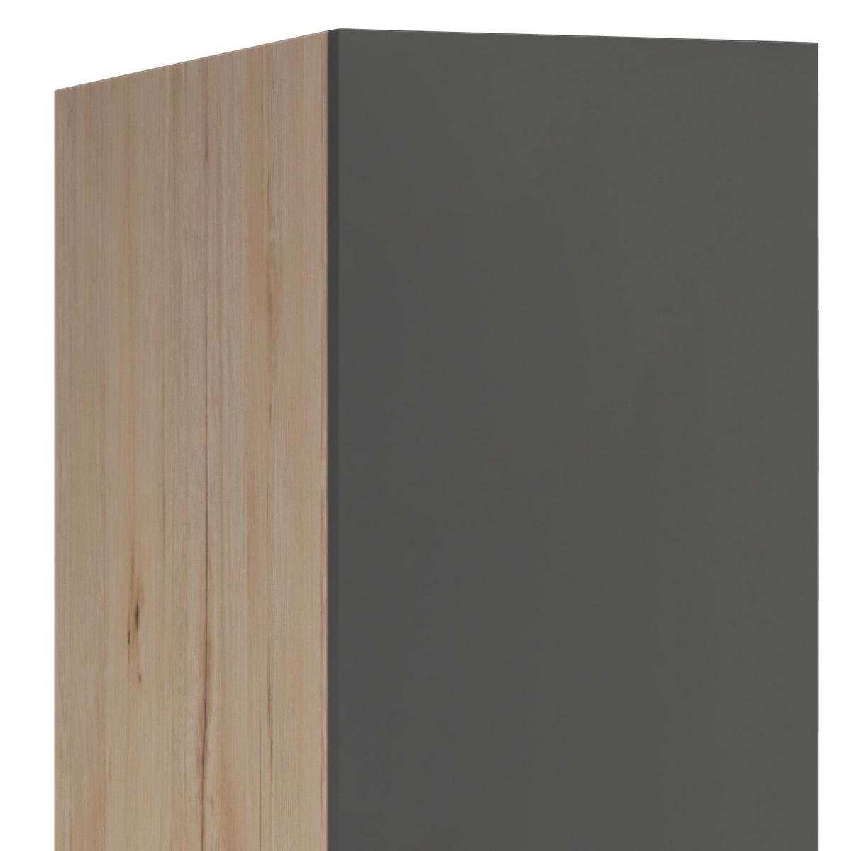 Apothekerschrank Shadow B: 30 cm Grau 2 Auszüge 5 Ablagen - Dunkelgrau/Eiche San Remo, MODERN, Holzwerkstoff (30/200/57cm)