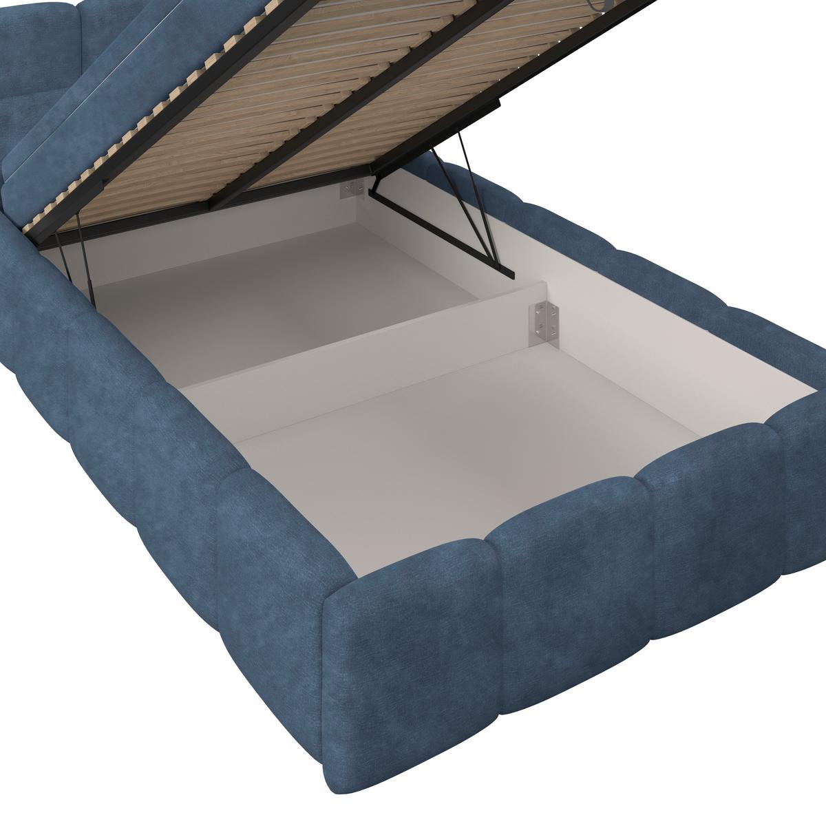 Polsterbett Noe Blau 140x200 cm - Blau/Schwarz, Trend, Textil/Metall (140/200cm)