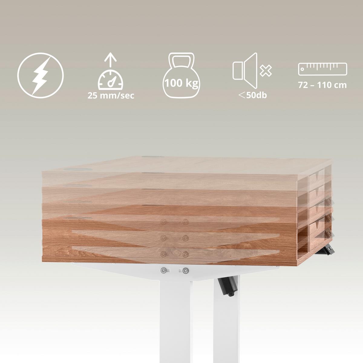 Schreibtisch Worktime Style Weiß/Eichefarben L: 120cm - Eichefarben/Weiß, MODERN, Holz/Metall (120/60/72-110cm) - MID.YOU