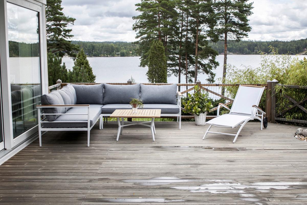 Loungegarnitur 2-Tlg Mexico Teakholz/Metall mit Kissen - Weiß, KONVENTIONELL, Holz/Metall (233/233cm) - Gardenson