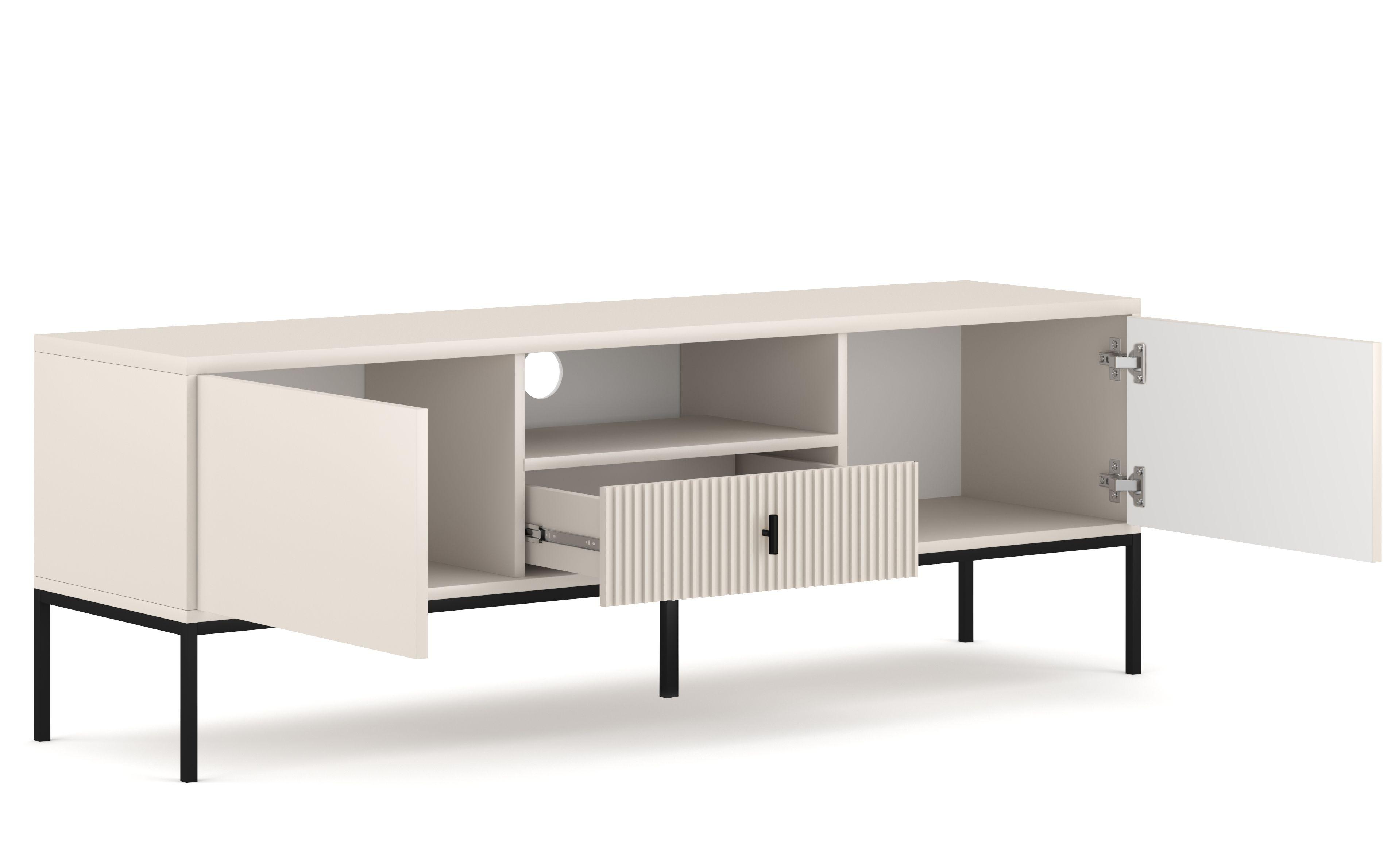 Nízká komoda, barva kašmírová, š: 154,5cm - černá/kašmírová, Design, kov/kompozitní dřevo (154,5/52,4/39cm) - P & B