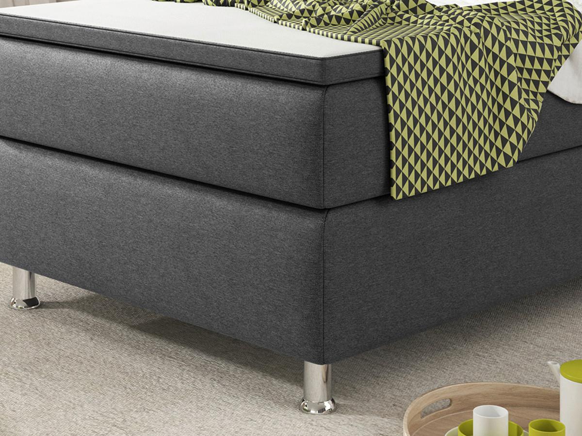 Boxspringbett Mit Topper 90x200 Köln - Anthrazit/Silberfarben, KONVENTIONELL, Textil (90/115/210cm) - MID.YOU