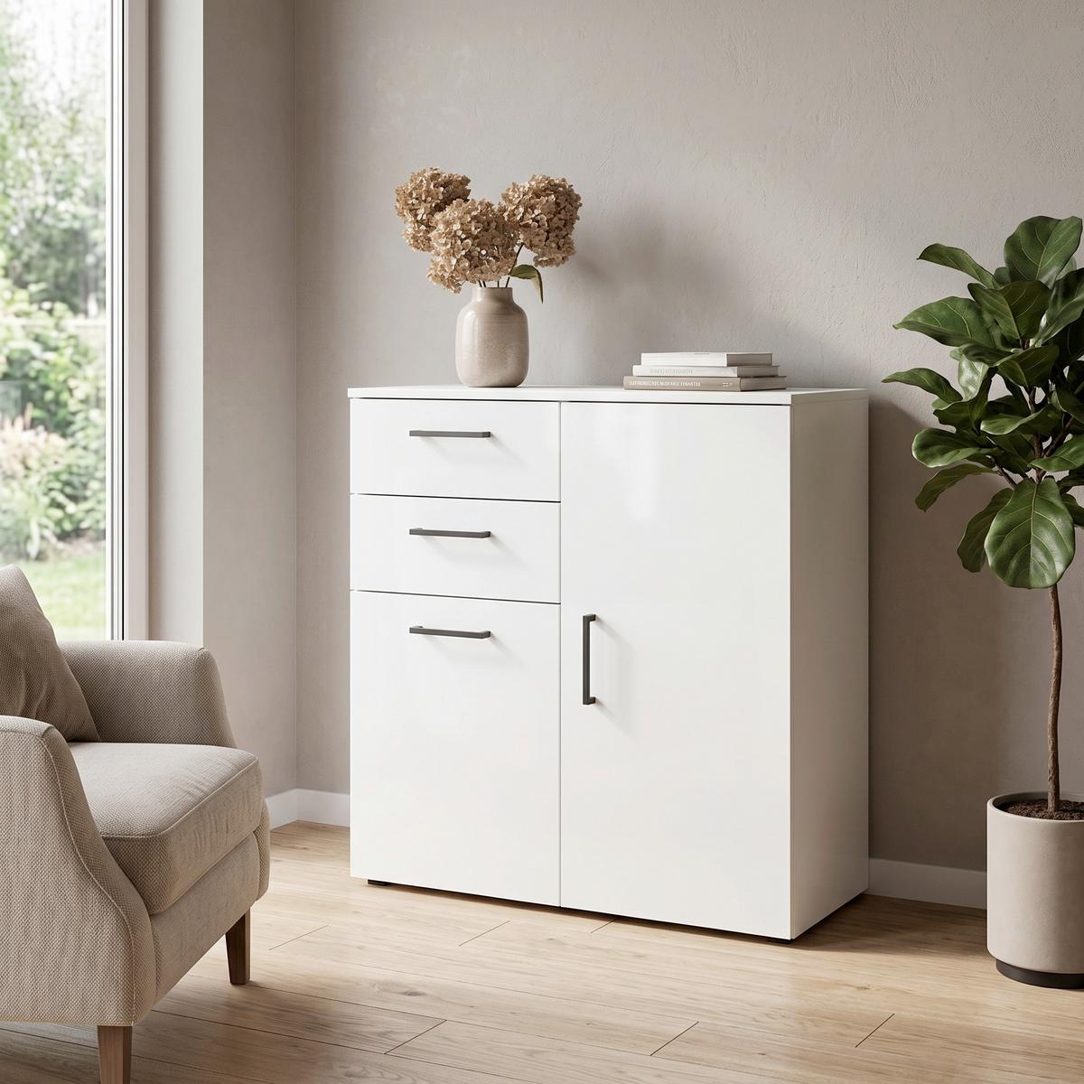 Kommode Multi Weiß mit 2 Türen & 2 Laden » kaufen