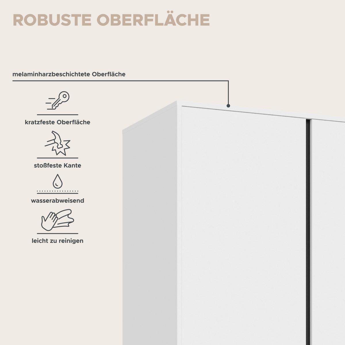 DREHTÜRENSCHRANK Falun Weiß B: 197cm - Weiß, MODERN, Holzwerkstoff (197/194/56cm) - MID.YOU