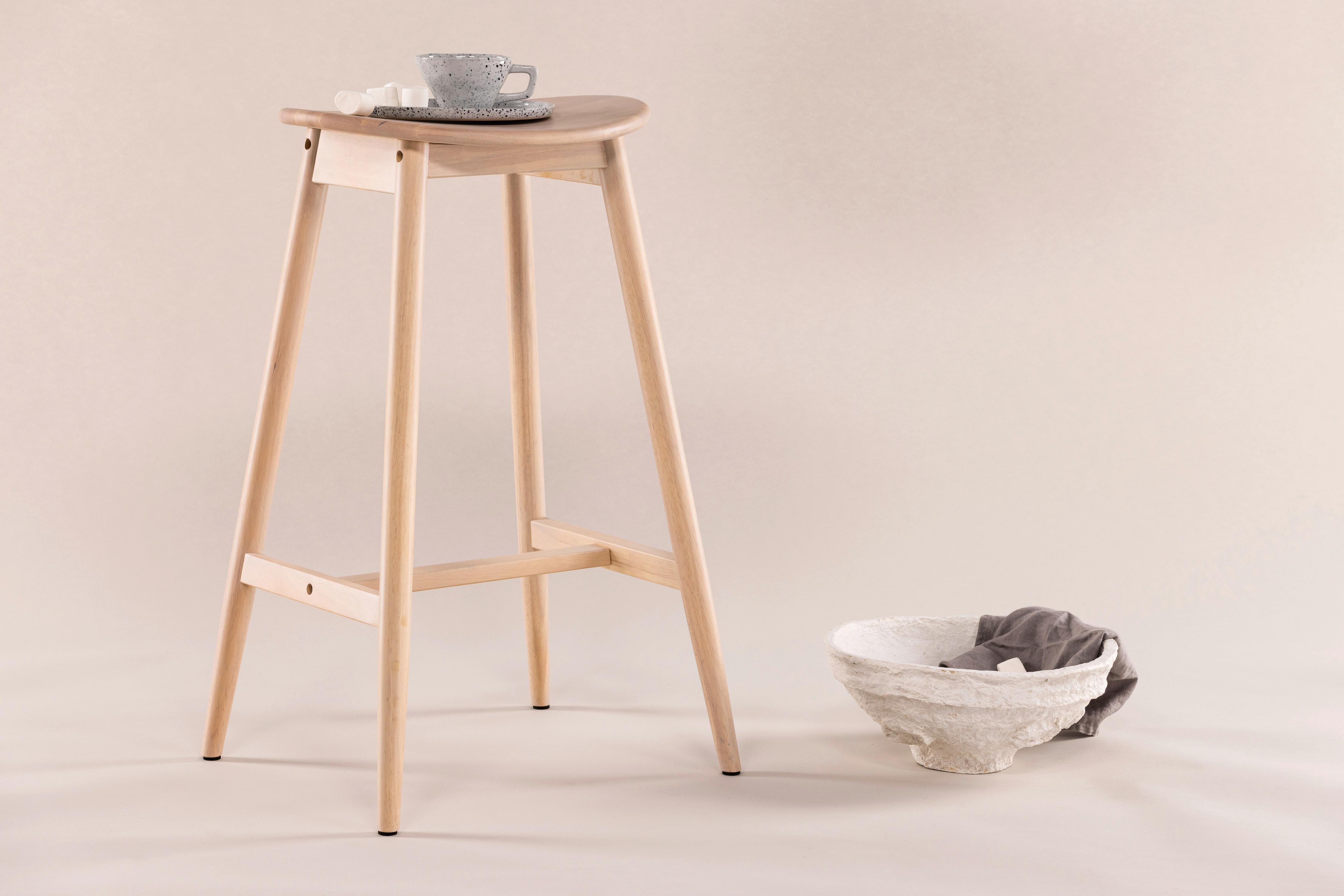 Barhocker Orust - Beige, Design, Holz (43,5/76,5/37cm) - Livetastic