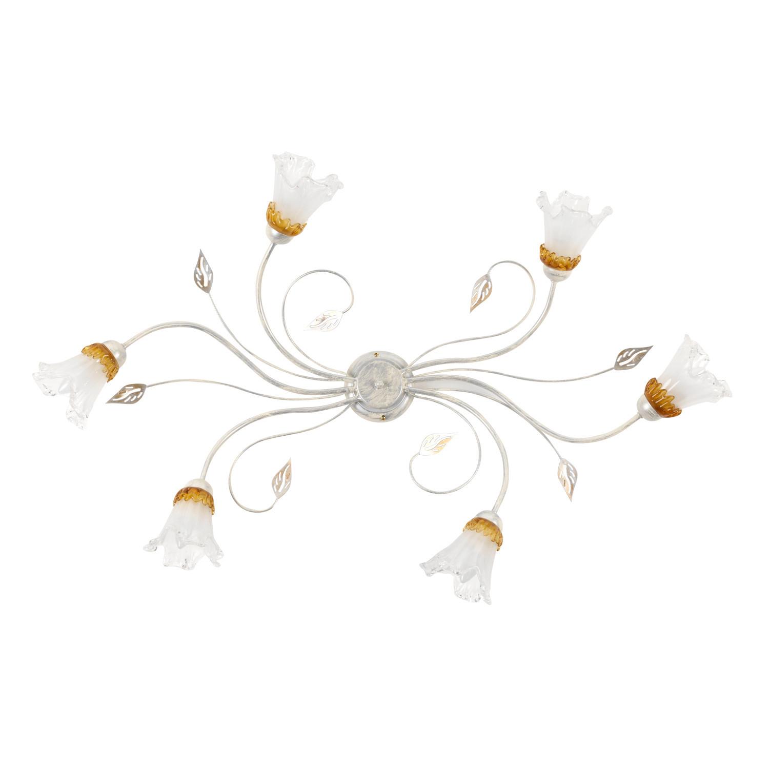 Deckenleuchte 4998/pl6 - Weiß, KONVENTIONELL, Glas/Metall (115/23/70cm)