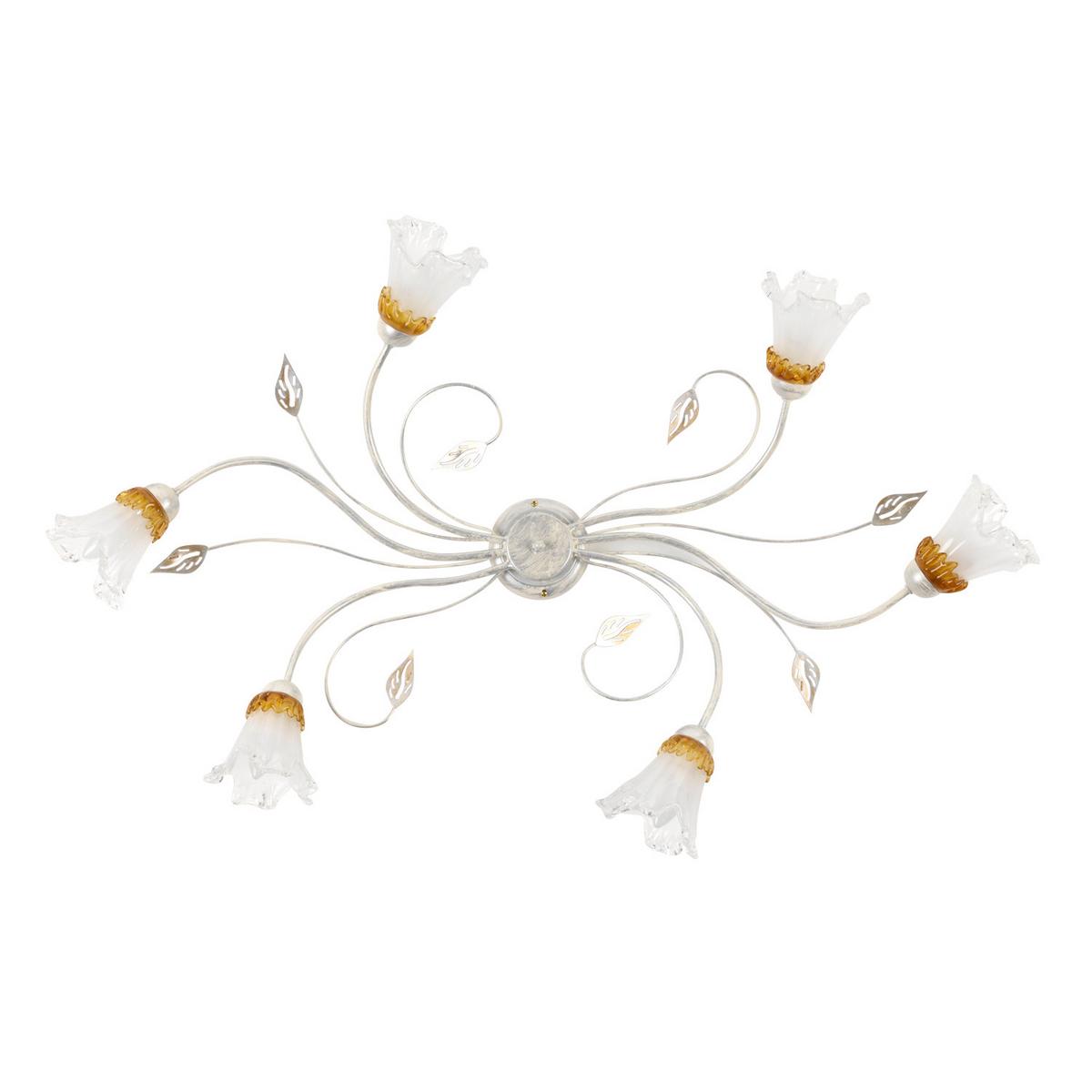 Deckenleuchte 4998/pl6 - Weiß, KONVENTIONELL, Glas/Metall (115/23/70cm)