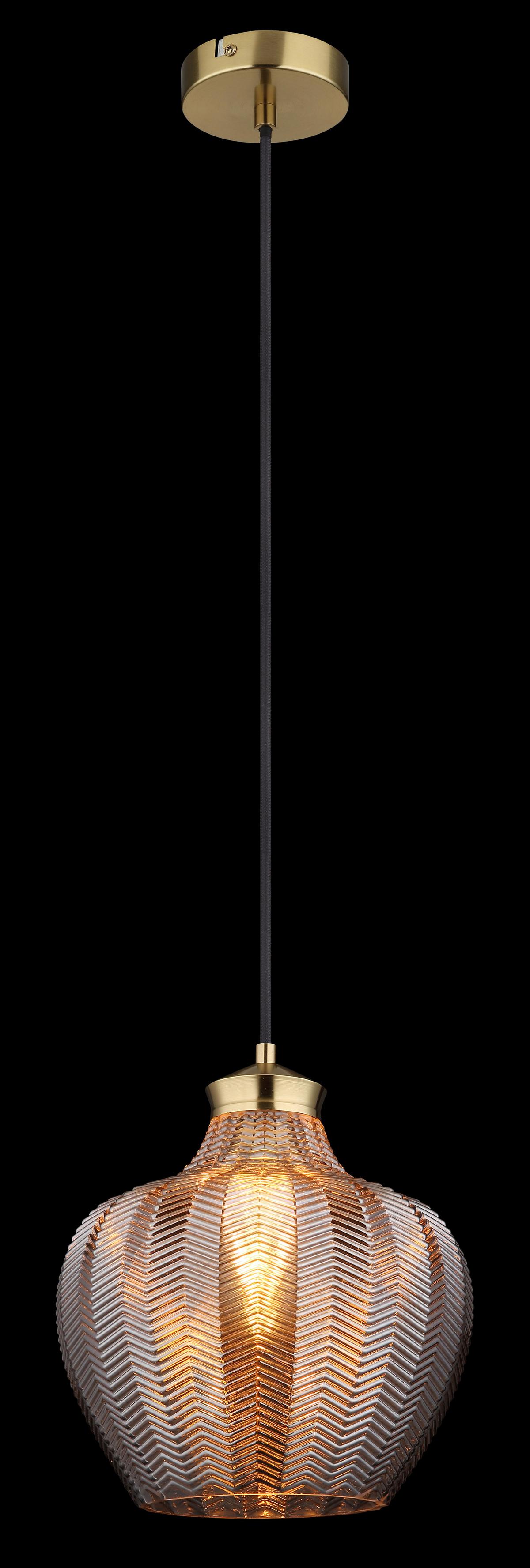 Hängeleuchte 15898h1 - Goldfarben/Schwarz, Basics, Glas/Textil (25/120cm) - Globo