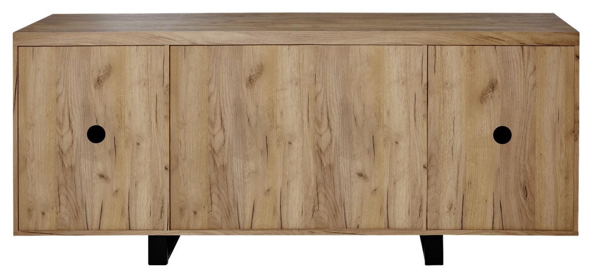 Sideboard 180 Cm Aspen Sb 180 Kernbuche - Eichefarben/Schwarz, KONVENTIONELL, Holzwerkstoff/Metall (180/74/39,5cm) - Livetastic