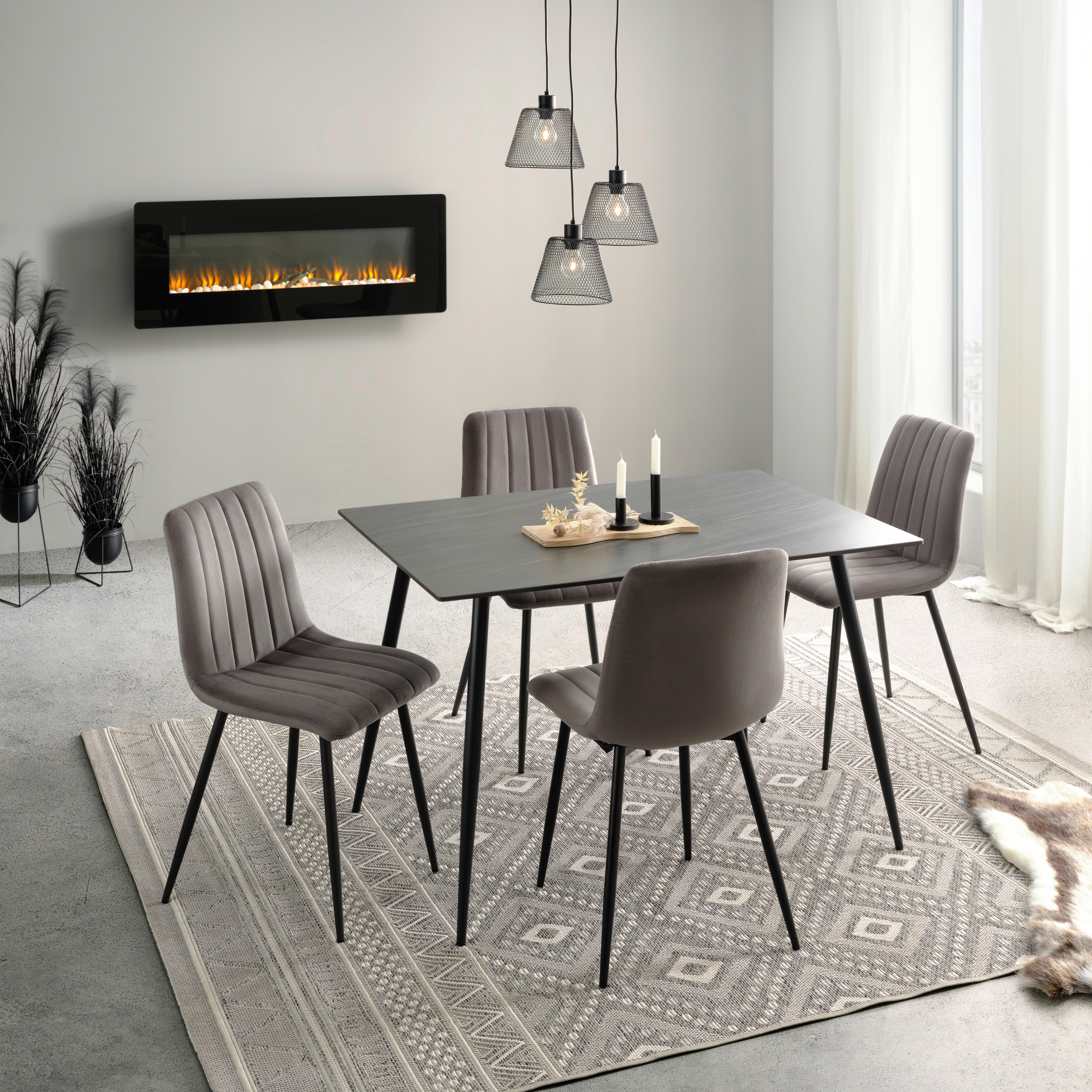 Jedálenský stôl PAUL 120x80 - čierna/sivá, Modern, kov/keramika (120/76/80cm) - Mömax