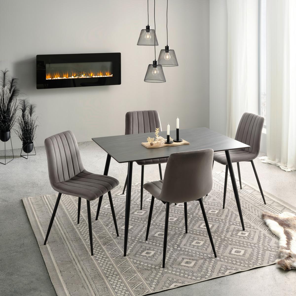 Jídelní stůl PAUL 120x80 - šedá/černá, Moderní, kov/keramika (120/76/80cm) - Mömax