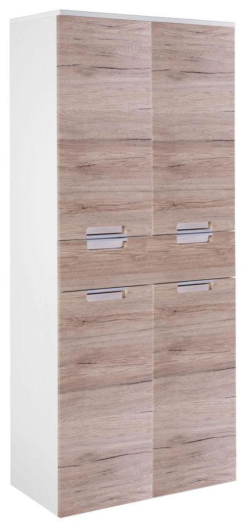 Hochschrank M. 4 Drehtüren Mars B: 65 Cm Eiche Dekor - Eichefarben/Weiß, MODERN, Holzwerkstoff (65,0/159,0/35,0cm) - MID.YOU