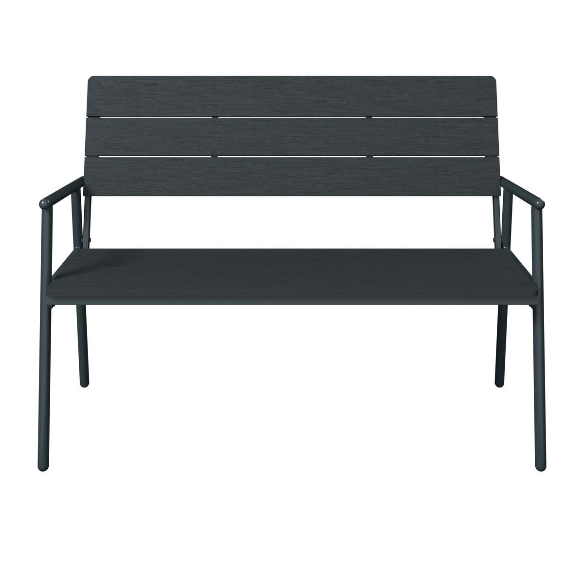 Gartenbank Marbella - Schwarz, MODERN, Kunststoff/Metall (116/58/85cm) - Beldano