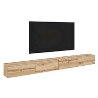 Lowboard D 300 Eiche Wotan B: 300 Cm - Eiche Wotan/Grau, Basics, Holzwerkstoff (300/32/33cm) - P & B