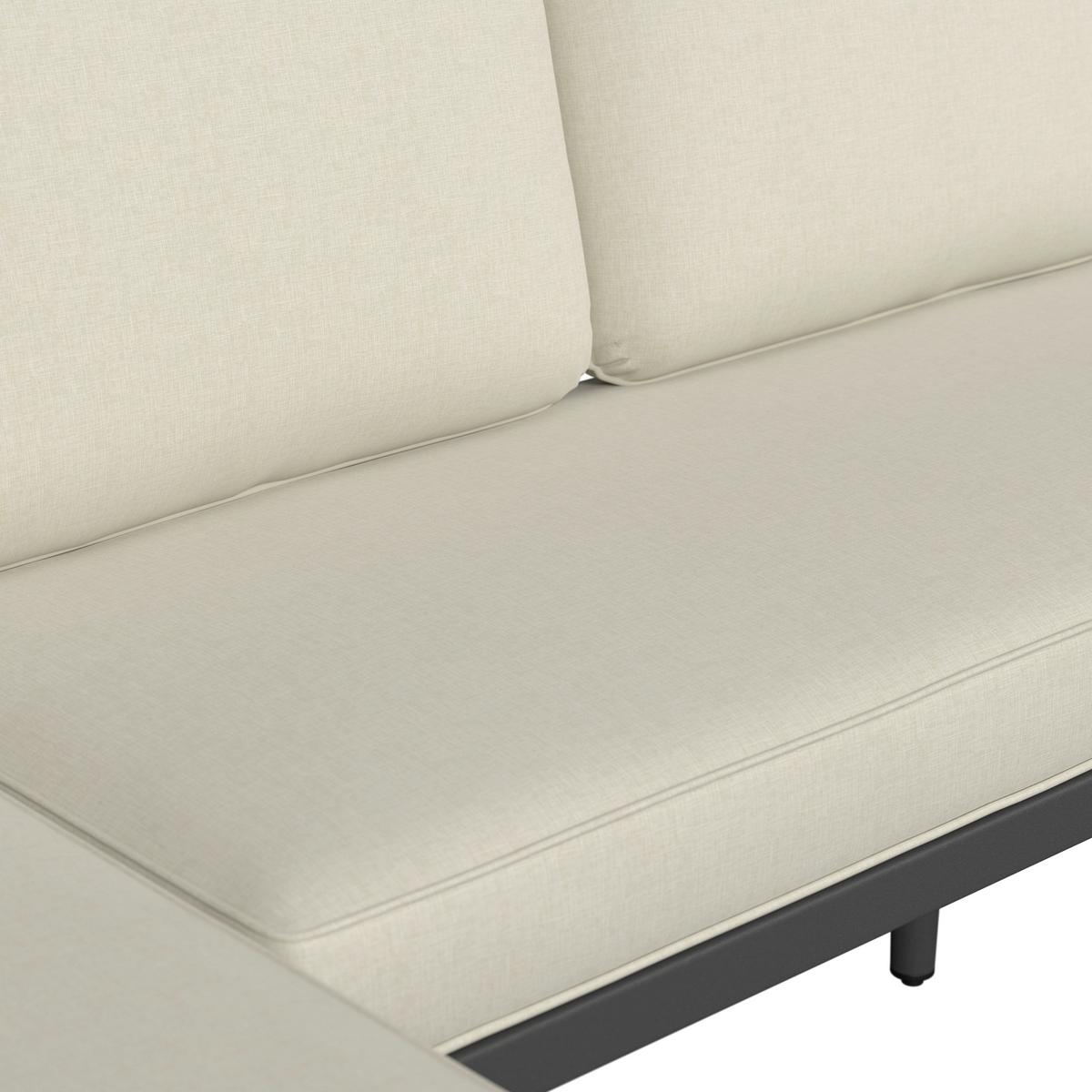 Loungegarnitur Sallie Creme Akazie Metall/Outdoorstoff - šedá/světle šedá, Moderní, kov/dřevo - Bessagi Garden