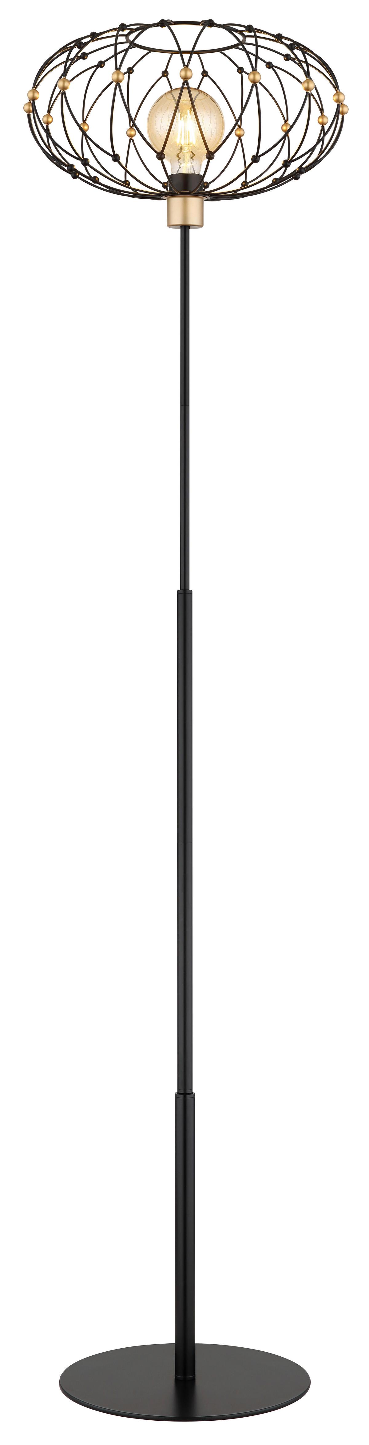Stehleuchte Greys Schwarz Goldfarben D: 40 Cm - Goldfarben/Schwarz, Design, Kunststoff/Metall (40/162cm) - Globo