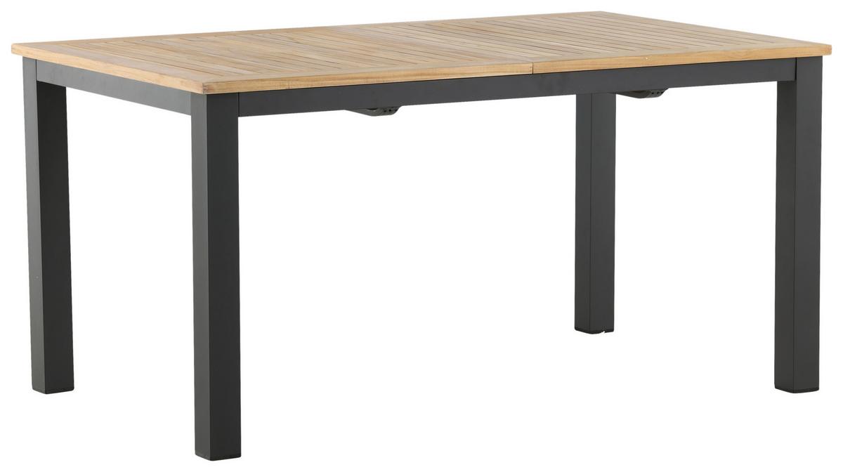 Gartentisch Panama Teakholz/Metall L 210 cm - Schwarz/Teakfarben, KONVENTIONELL, Holz/Metall (210/90/75cm) - Gardenson