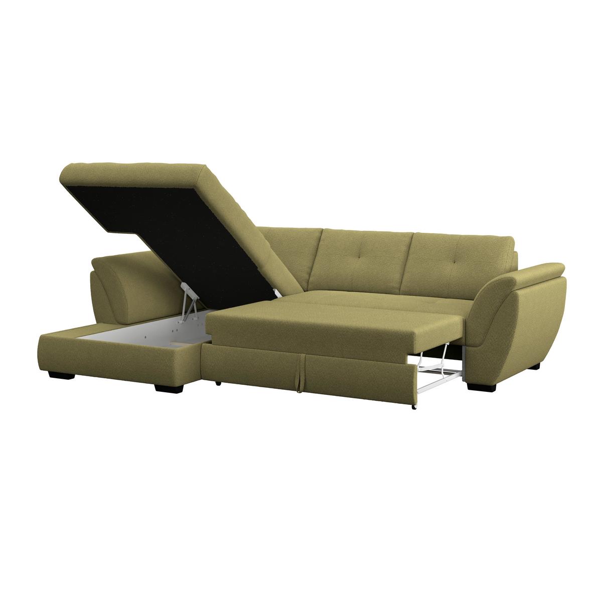 Rohová sedačka BERISSO, ľavá, zelená - čierna/zelená, Konventionell, textil/plast (187/278cm) - Ondega