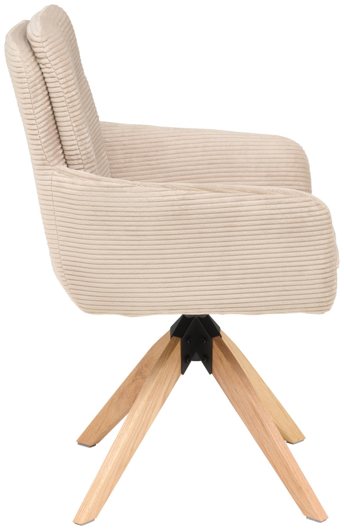 Armlehnstuhl Matti Taupe, Sitzfläche 360° drehbar - Taupe/Naturfarben, KONVENTIONELL, Holz/Textil (60/93/65,5cm) - Livetastic