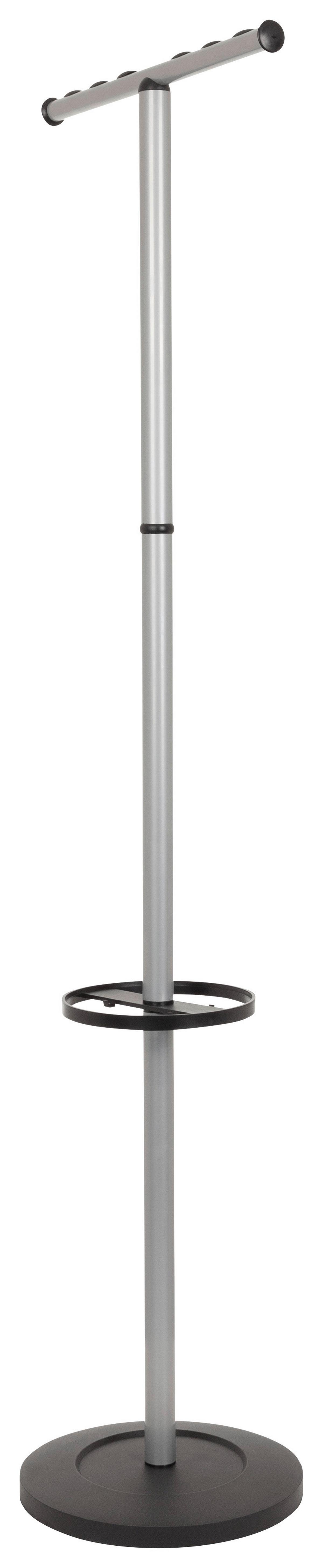 Kleiderständer Space I Schwarz /silber Stahl 2 Haken H: 172cm - Silberfarben/Schwarz, MODERN, Stein/Metall (49/172/35cm) - MID.YOU