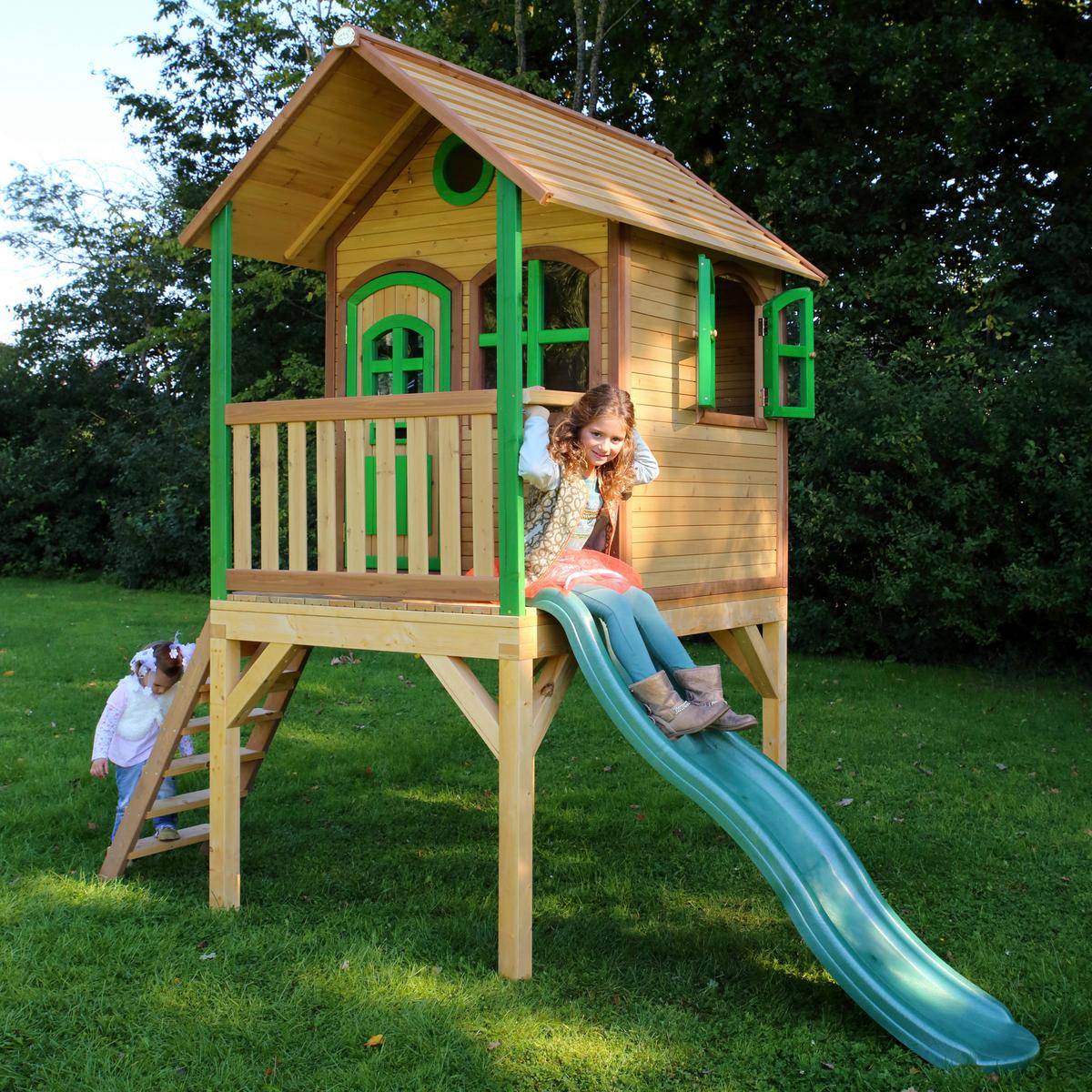 Spielhaus A030.037.00 - Hellgrün/Braun, KONVENTIONELL, Holz (318/272/191cm) - Ambia Garden