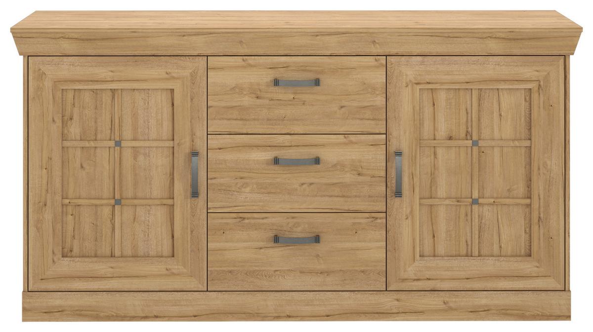 KOMODA CANNES - farba zinku/čierna, Romantik / Landhaus, kov/kompozitné drevo (174/90/47cm)