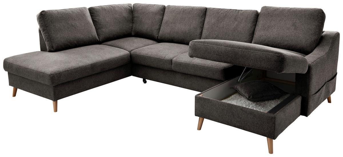 Wohnlandschaft Valentina Mit Schlaffunktion Braun - Braun/Naturfarben, KONVENTIONELL, Textil (200/301/150cm) - P & B