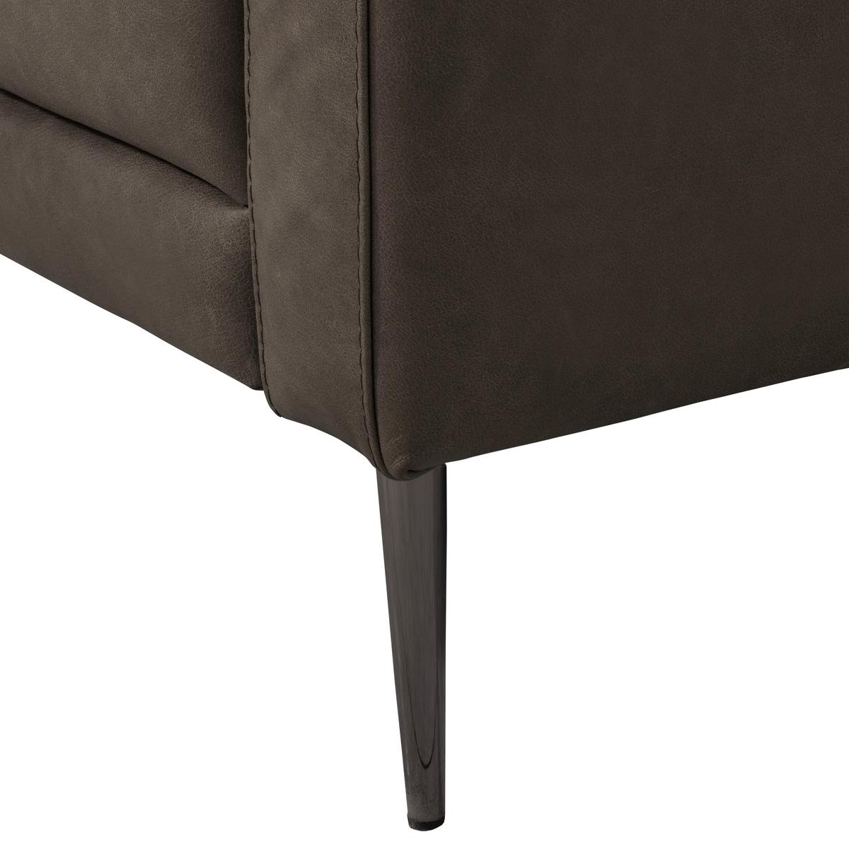 3-Sitzer-Sofa Spring, Fango B: - Fango/Schwarzchrom, Design, Leder (187/85/92cm) - Livetastic