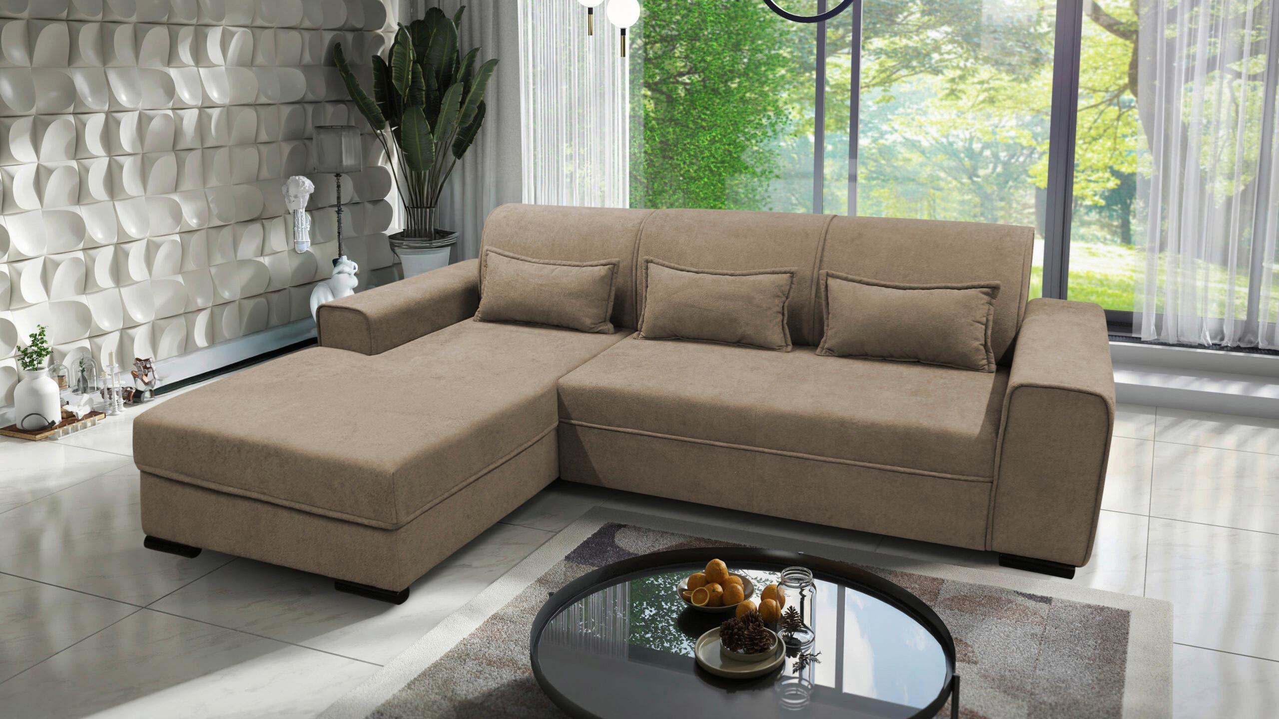 Ecksofa Classic Taupe 175x270 cm - Taupe/Schwarz, Design, Textil (175/270cm) - MID.YOU