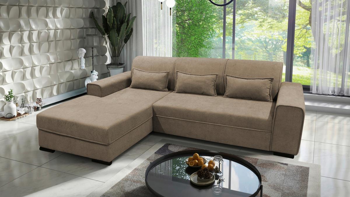 Ecksofa Classic Taupe 175x270 cm - Taupe/Schwarz, Design, Textil (175/270cm) - MID.YOU