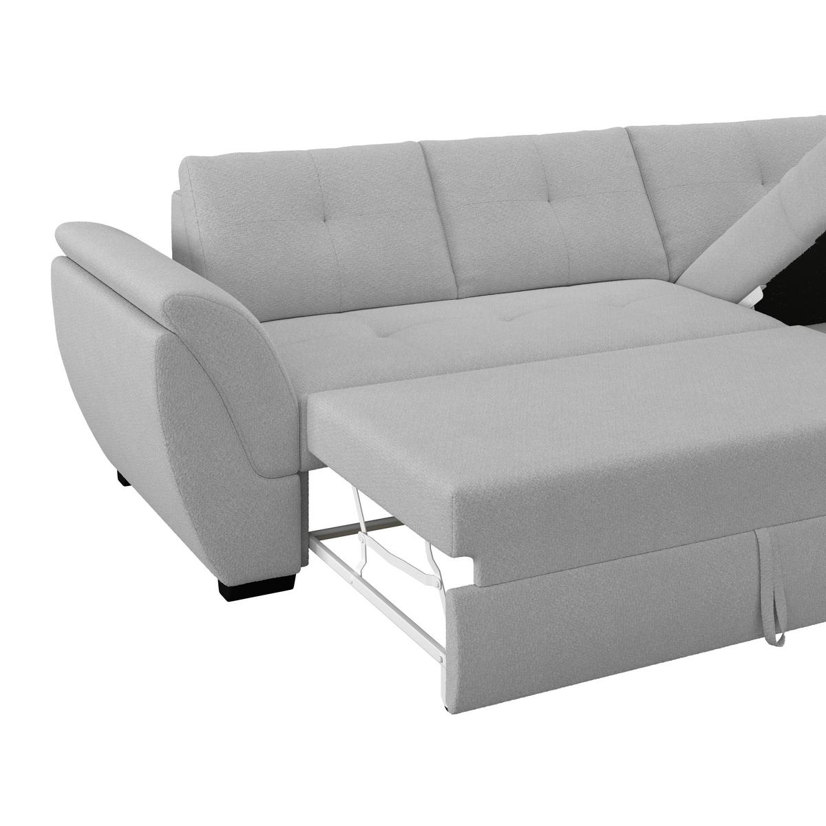 Rohová sedačka BERISSO, pravá, svetlosivá tk. VINCI - čierna/svetlosivá, Konventionell, textil (278/187cm) - Ondega