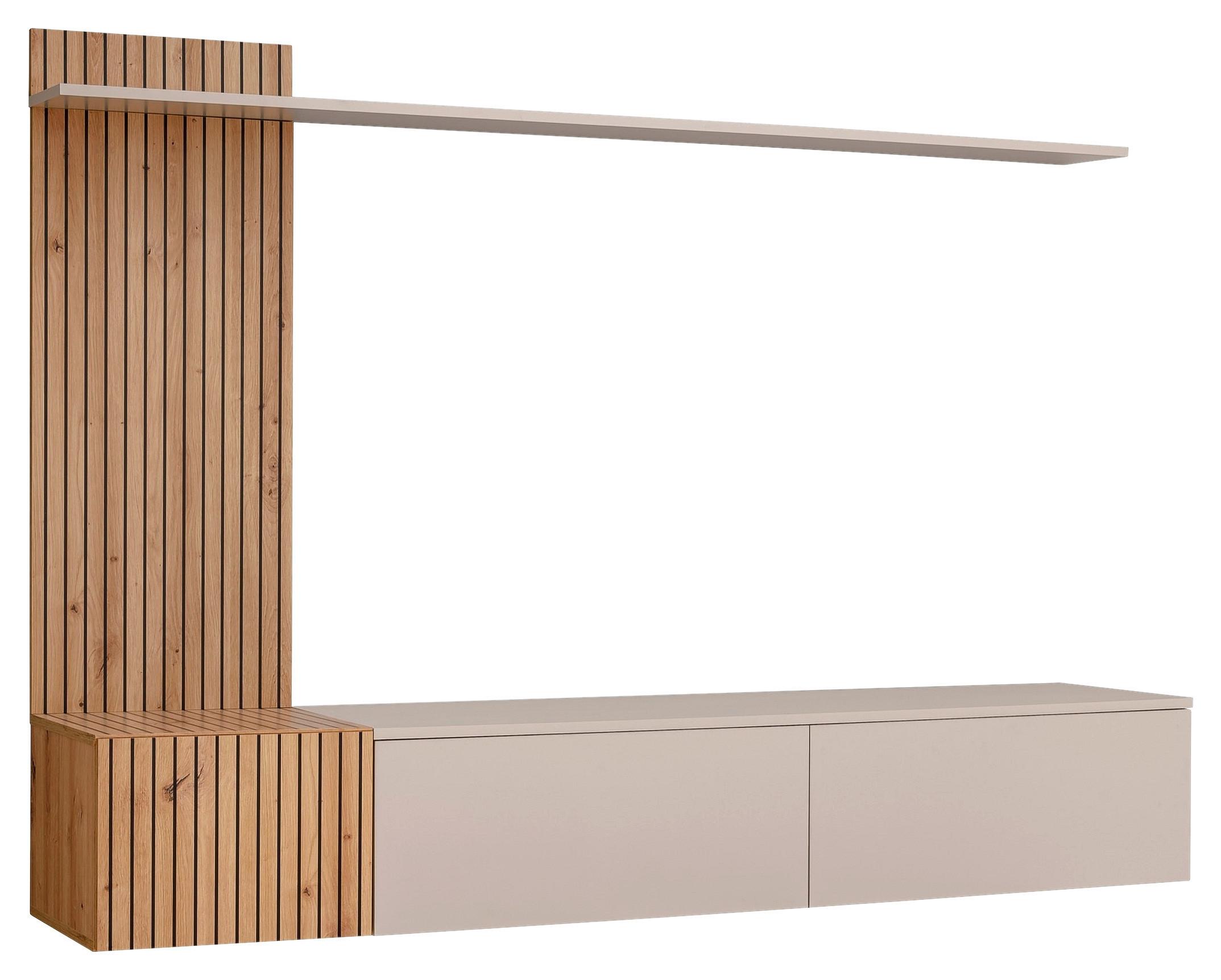 Obývací stěna SOLO kašmírová - kašmírová/dub artisan, Moderní, kompozitní dřevo/plast (180/130/40cm) - P & B