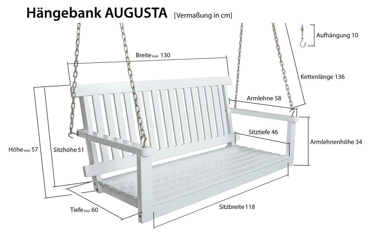 Hängebank Augusta - Weiß, Basics, Holz (130/56/63cm) - Gardenson