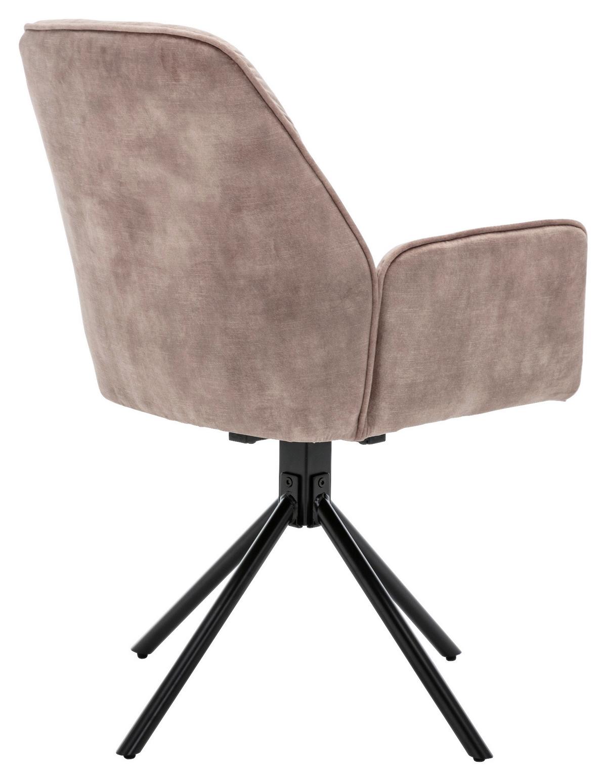 Esszimmerstuhl Sarina Beige/ Schwarz Gepolstert 2-Er Set - Beige/Schwarz, Basics, Textil/Metall (59,9/89/62cm) - MID.YOU