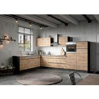 Eckküche Turin mit Geräten 240x360 cm Graphit/Eiche Dekor - Eiche Wotan/Graphitfarben, Design, Holzwerkstoff (240/360cm) - Held