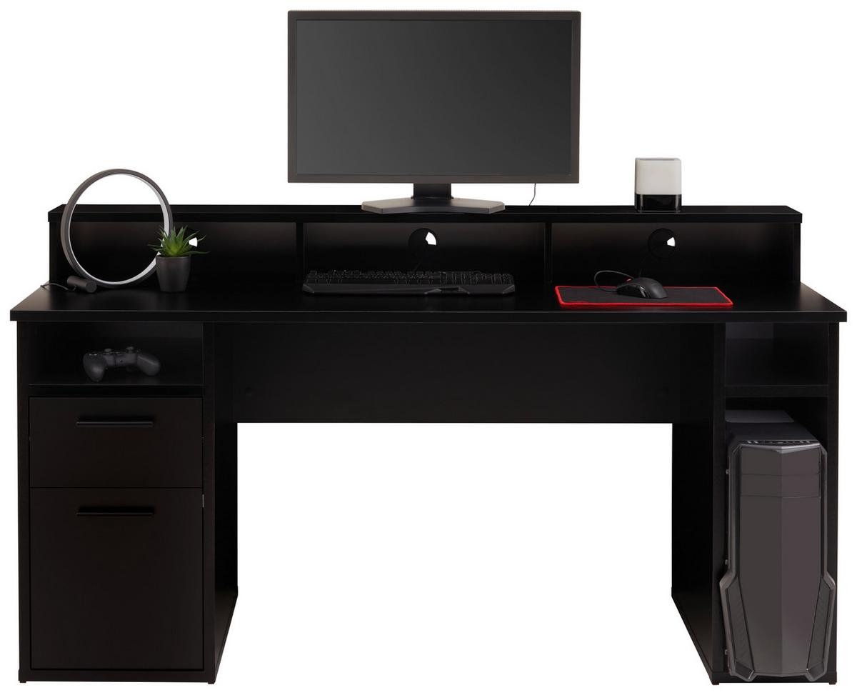 Gamingtisch Mx 200- Playtisch - Schwarz, Trend, Holzwerkstoff (165/90/67,5cm)