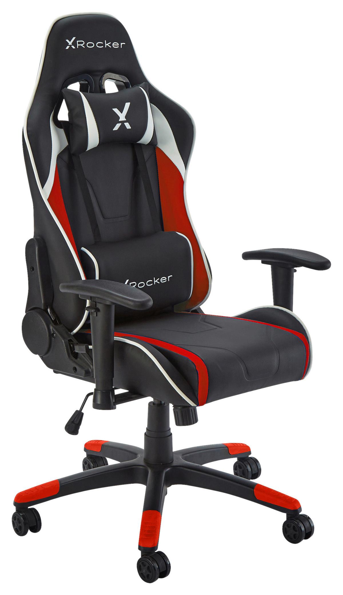 Gaming Stuhl Egility Compact Lederlook, Rot/Schwarz/Weiß - Rot/Schwarz, MODERN, Kunststoff/Textil (55/113/62,5cm) - X Rocker